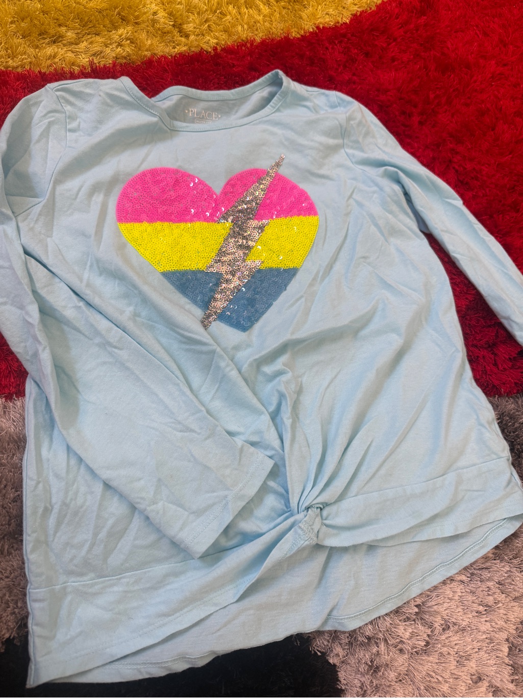 The Children's Place Light Blue Long-Sleeve Sequin Heart Tee